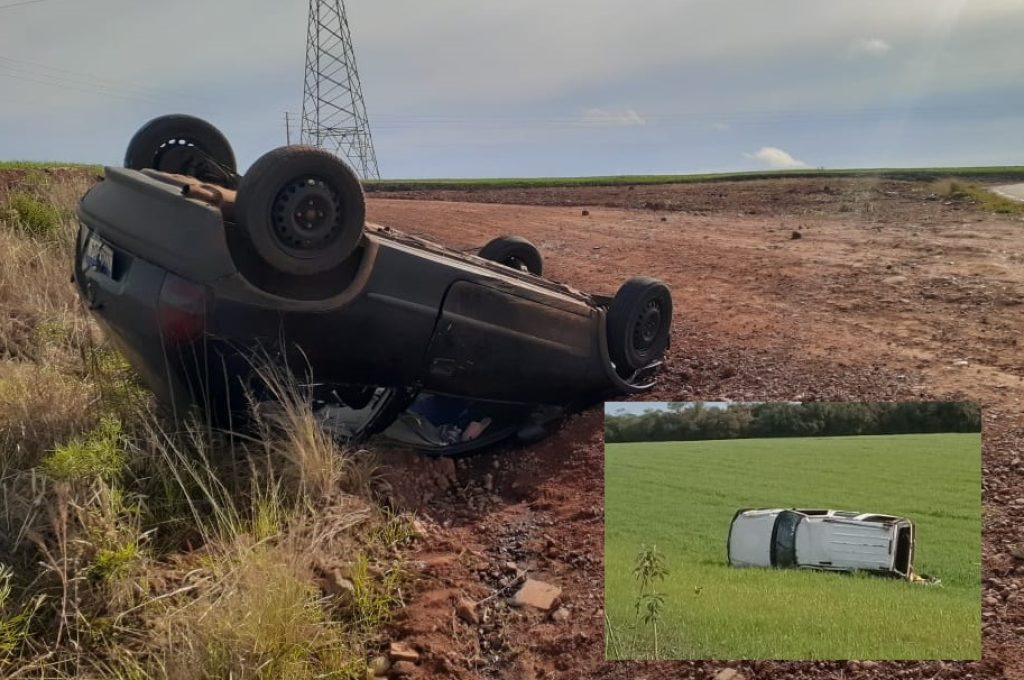 Dois veículos capotam próximo a Salto do Jacuí