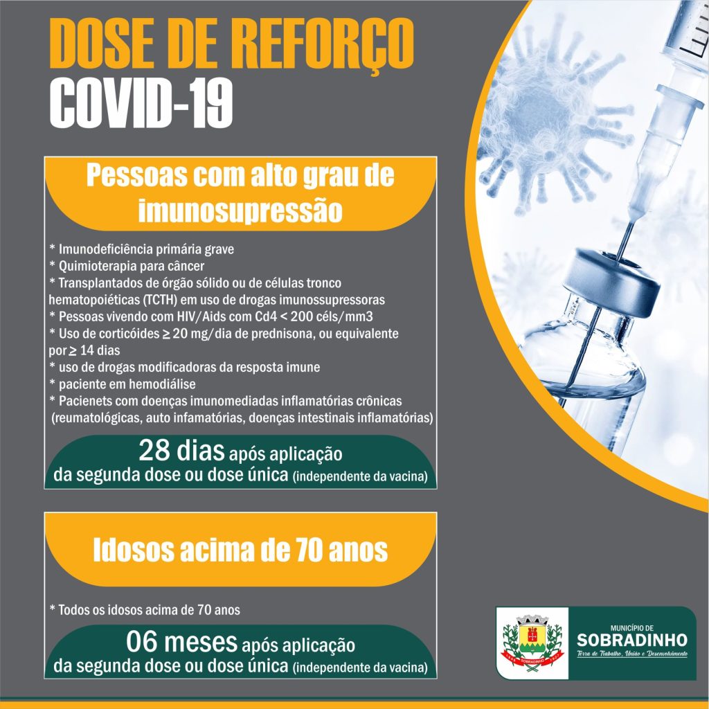 Dose de reforço para vacinação contra a Covid-19 em Sobradinho