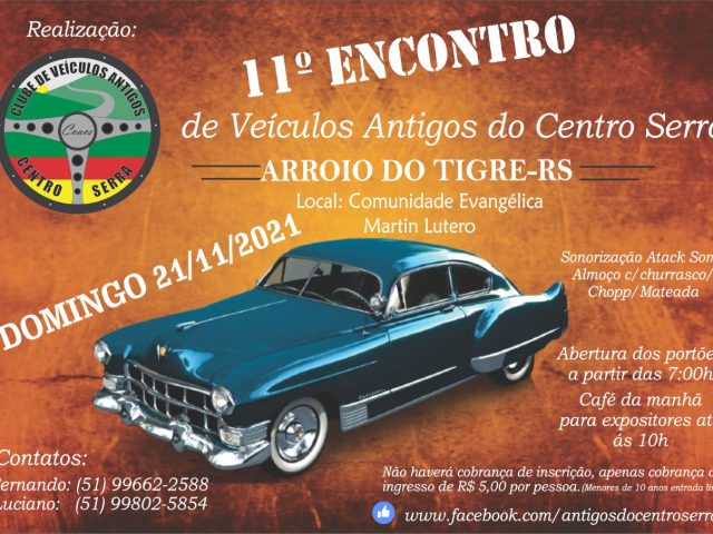 11º Encontro de Carros Antigos do Centro Serra será realizado em novembro