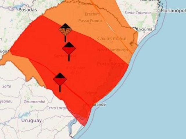 Inmet emite alerta vermelho para chuva e vento forte no RS